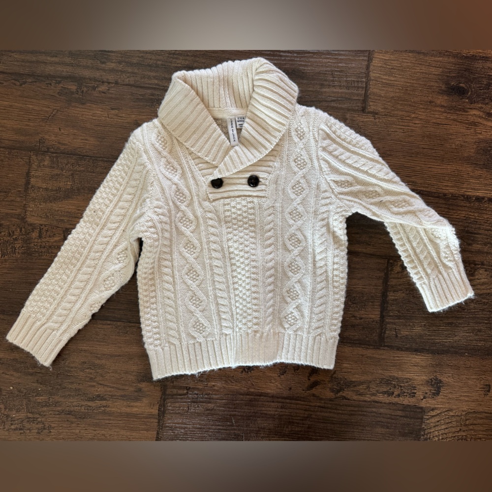 Janie and Jack Cream Cowl Neck Sweater